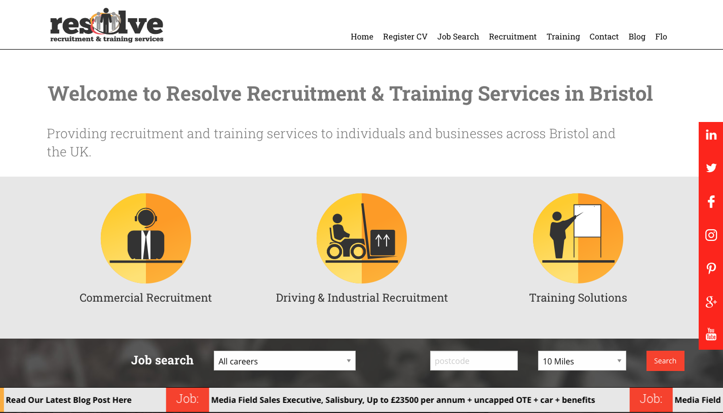 The Resolve Recruitment website home page